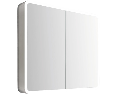 Zrcadlová skříňka s osvětlením Mia 80 x 70 cm matně šedá LED IP 44 2 dvířka Zrcadlová skříňka se dvěma dvířky a osvětlením