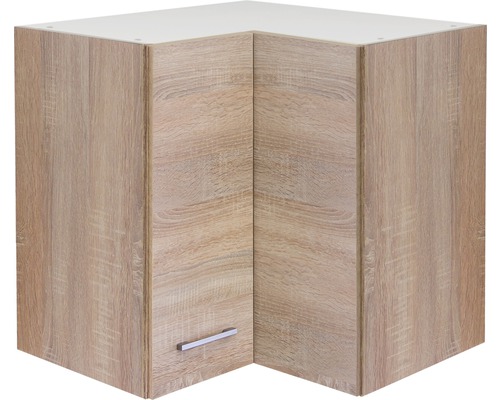 Rohová kuchyňská skříňka horní Flex WellMurano/Samoa šířka 60 cm sonoma dub Rohová závěsná skříňka s designem dřeva a kovovou úchytkou