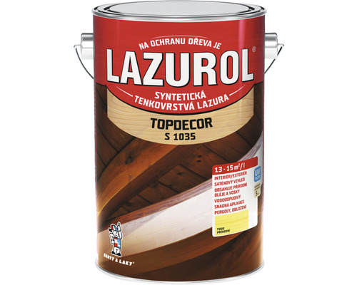 Lazura na dřevo Lazurol Topdecor S1035 T00 přírodní 4,5 l Lazurol syntetická tenkovrstvá lazura na ochranu dřeva