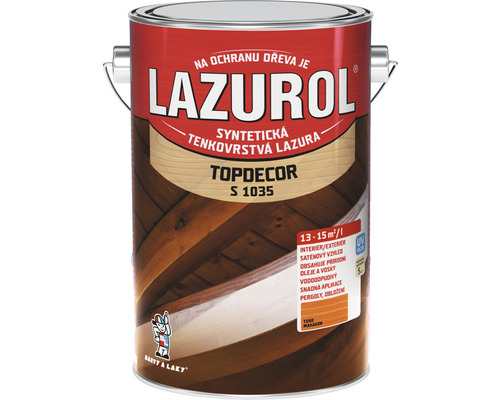 Lazura na dřevo Lazurol Topdecor S1035 T80 mahagon 4,5 l Plechovka lazury na ochranu dřeva Lazurol