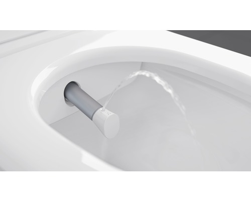 Detail toalety s funkcí sprchy v provozu