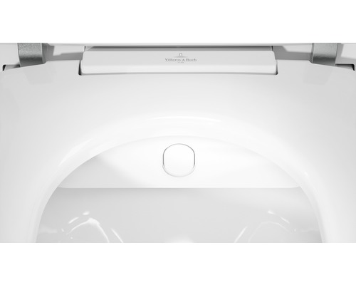 Vnitřní pohled na bílou keramickou toaletu od Villeroy & Boch.