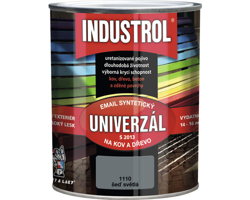 Univerzální barva Industrol S2013 Email syntetický na kov a dřevo 1110 šeď světlá 0,75 l Univerzální barva Industrol S2013 Email syntetický na kov a dřevo 1110 šeď světlá 0,75 l