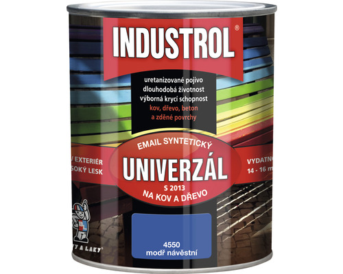 Univerzální barva Industrol S2013 Email syntetický na kov a dřevo 4550 modř návěstní 0,75 l Univerzální barva Industrol S2013 Email syntetický na kov a dřevo 4550 modř návěstní 0,75 l