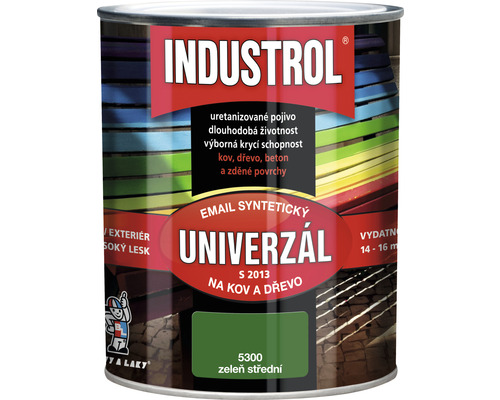 Univerzální barva Industrol S2013 Email syntetický na kov a dřevo 5300 zelená střední 0,75 l Univerzální barva Industrol S2013 Email syntetický na kov a dřevo 5300 zelená střední 0,75 l