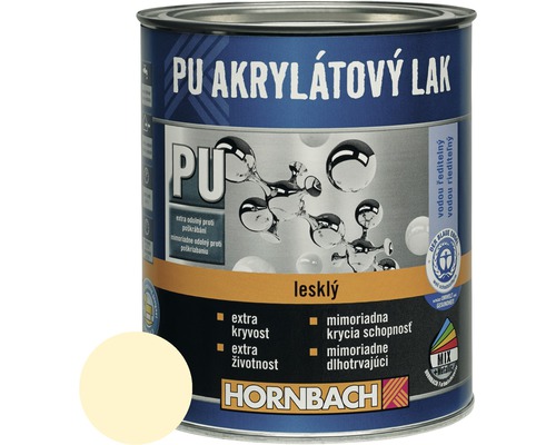 Barevný lak Hornbach PU akrylátový na vodní bázi 0,375 l světlá slonová kost lesk