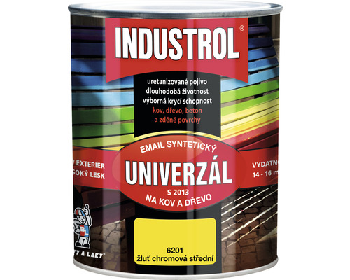 Univerzální barva Industrol S2013 Email syntetický na kov a dřevo 6201 žlutá chromová 0,75 l Univerzální barva Industrol S2013 Email syntetický na kov a dřevo 6201 žlutá chromová 0,75 l