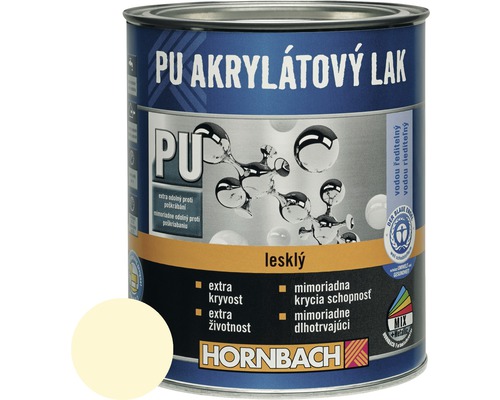 Barevný lak Hornbach PU akrylátový na vodní bázi 0,75 l světlá slonová kost lesk