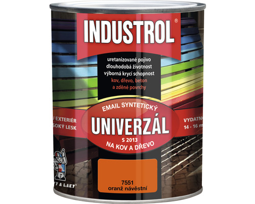 Univerzální barva Industrol S2013 Email syntetický na kov a dřevo 7551 oranž návěstní 0,75 l Univerzální barva Industrol S2013 Email syntetický na kov a dřevo 7551 oranž návěstní 0,75 l