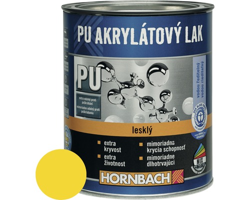 Barevný lak Hornbach PU akrylátový na vodní bázi 0,375 l žlutá lesk