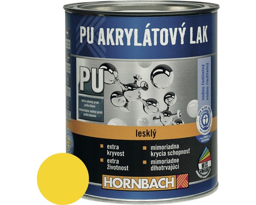 Barevný lak Hornbach PU akrylátový na vodní bázi 0,75 l žlutá lesk