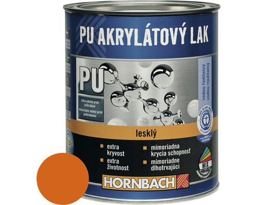 Barevný lak Hornbach PU akrylátový na vodní bázi 0,375 l oranžová lesk