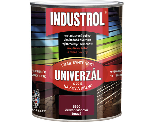 Univerzální barva Industrol S2013 Email syntetický na kov a dřevo 8850 červeň višňová tm. 0,75 l Univerzální barva Industrol S2013 Email syntetický na kov a dřevo 8850 červeň višňová tm. 0,75 l