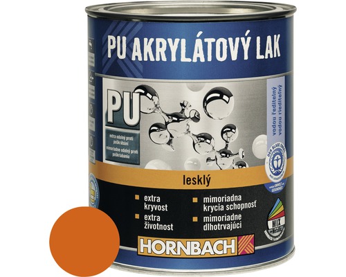 Barevný lak Hornbach PU akrylátový na vodní bázi 0,75 l inezit oranžová lesk-0