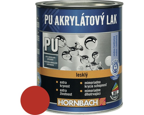 Barevný lak Hornbach PU akrylátový na vodní bázi 0,375 l ohnivá červená lesk-0