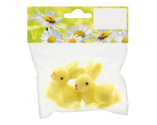 Velikonoční zajíčci žlutí 13 x 11 x 3,5 cm 2 ks Balení dvou žlutých dekoračních zajíčků