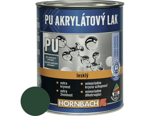 Barevný lak Hornbach PU akrylátový na vodní bázi 0,375 l mechová zeleň lesk