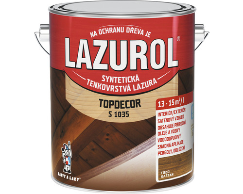 Lazura na dřevo Lazurol Topdecor S1035 T20 kaštan 2,5 l Lazurol lazura na dřevo kaštan v plechovce