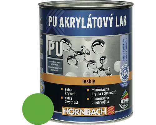 Barevný lak Hornbach PU akrylátový na vodní bázi 0,375 l zelená lesk