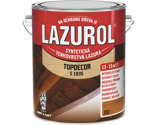 Lazura na dřevo Lazurol Topdecor S1035 T23 teak 2,5 l Lazurol lazura na dřevo pro interiér a exteriér