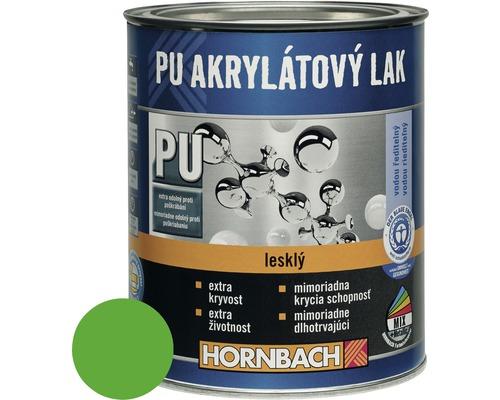 Barevný lak Hornbach PU akrylátový na vodní bázi 0,75 l zelená lesk