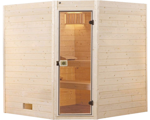Dřevěná sauna se skleněnými dveřmi pro vnitřní použití