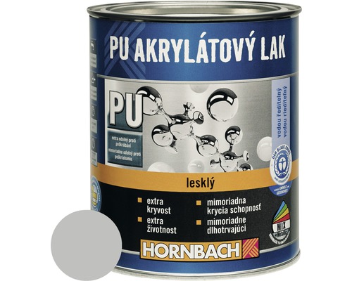 Barevný lak Hornbach PU akrylátový na vodní bázi 0,375 l stříbrošedá lesk