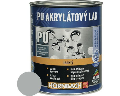 Barevný lak Hornbach PU akrylátový na vodní bázi 0,75 l stříbrošedá lesk