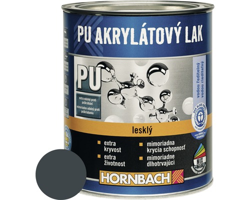 Barevný lak Hornbach PU akrylátový na vodní bázi 0,375 l šedá antracit lesk