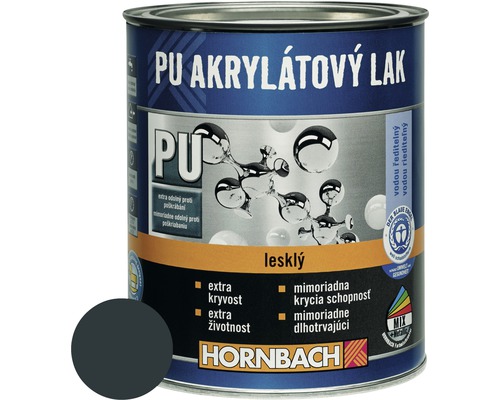 Barevný lak Hornbach PU akrylátový na vodní bázi 0,75 l šedá antracit lesk