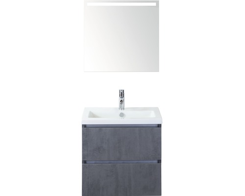 Koupelnový nábytkový set Vogue 60 cm s keramickým umyvadlem a zrcadlem s LED osvětlením beton antracitově šedá