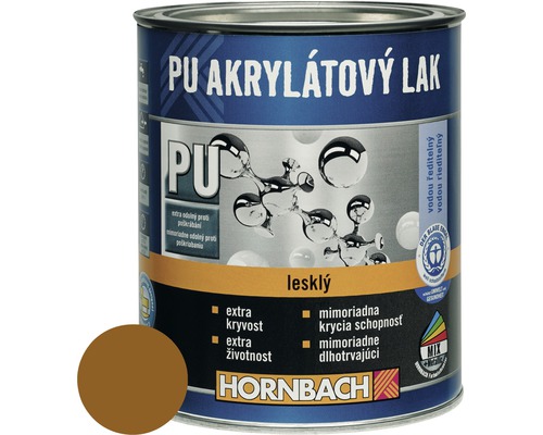 Barevný lak Hornbach PU akrylátový na vodní bázi 0,375 l jílová hnědá lesk