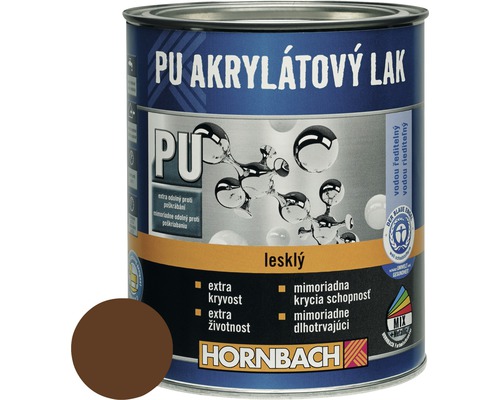 Barevný lak Hornbach PU akrylátový na vodní bázi 0,375 l ořechově hnědá lesk