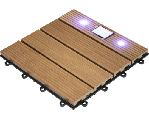 WPC dlaždice 30 x 30 cm solární LED s klick systémem hnědá Terasa s LED osvětlením