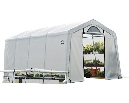 Skleník s regálem na rostliny