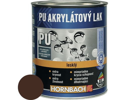 Barevný lak Hornbach PU akrylátový na vodní bázi 0,75 l čokoládově hnědá lesk