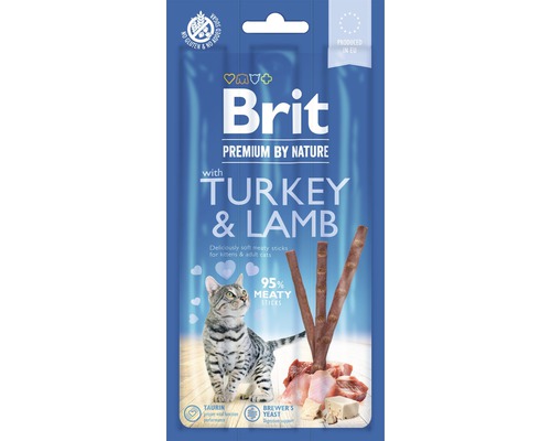 Pamlsky pro kočky Brit Premium by Nature Cat Sticks with Turkey & Lamb 3 ks