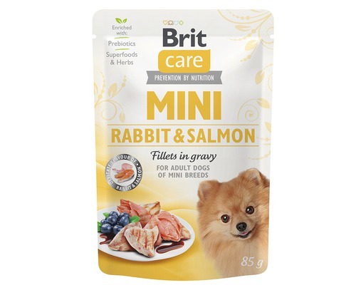 Kapsička pro psy Brit Care Mini Rabbit & Salmon filety ve šťávě 85 g