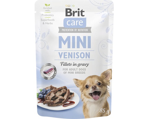 Kapsička pro psy Brit Care Mini Venison filety ve šťávě 85 g Brit Care Mini Venison krmivo pro malé dospělé psy v 85gramovém balení