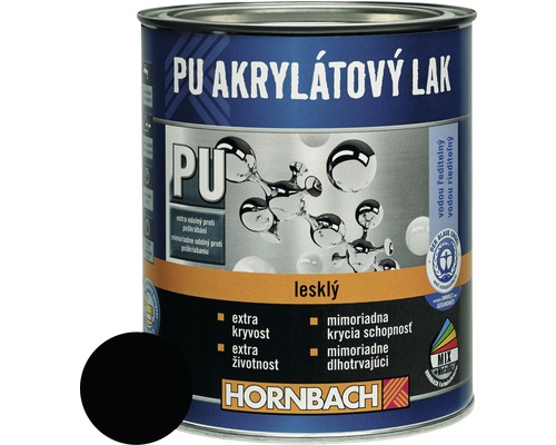 Barevný lak Hornbach PU akrylátový na vodní bázi 0,75 l černá lesk