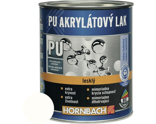 Barevný lak Hornbach PU akrylátový na vodní bázi 0,375 l ledově bílá lesk