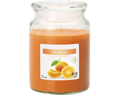 Oranžová vonná svíčka ve sklenici