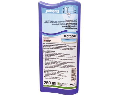 JBL Biotopol úprava vody 250 ml láhev pro přeměnu vody z kohoutku na akvarijní vodu