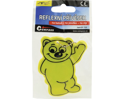 Reflexní přívěsek ve tvaru medvěda pro připevnění na batoh, poutko nebo zip