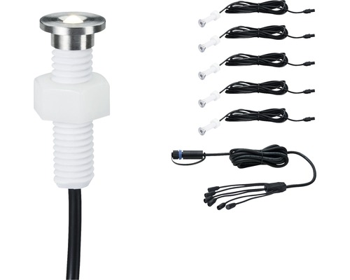 Venkovní vestavné osvětlení Paulmann 93694 MicroPen II IP67 5x0,22W 3000K set Sada zapuštěných zemních svítidel se šesti světly a připojovacím kabelem
