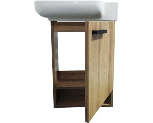 Skříňka pod umyvadlo s otevřenou přihrádkou a dvířky