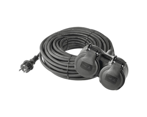 Prodlužovací kabel spojka Emos IP44 s 2 zasuvkami 3x 1,5mm černý 20m