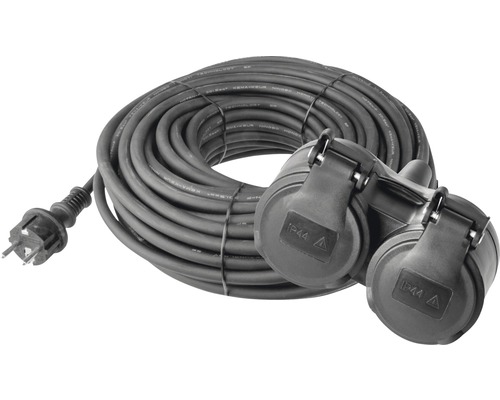 Prodlužovací kabel spojka Emos IP44 s 2 zasuvkami 3x 1,5mm černý 25m