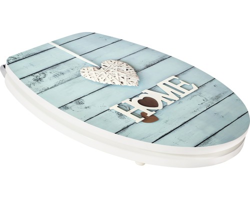 Toaletní sedátko s dřevěným vzhledem a dekorací Home