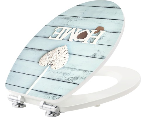 Toaletní sedátko s dekorem dřeva a nápisem Home